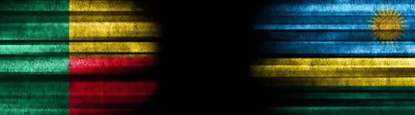 Флаги Бенина Руанды Чёрном Фоне — стоковое фото