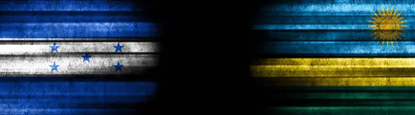 Drapeaux Honduras Rwanda Sur Fond Noir — Photo