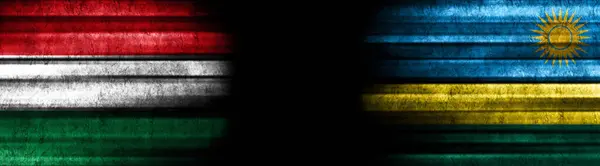 Флаги Венгрии Руанды Чёрном Фоне — стоковое фото