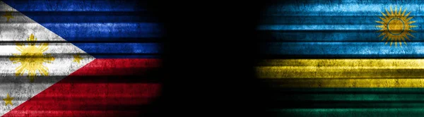 Kara Arkaplanda Filipinler Ruanda Bayrakları — Stok fotoğraf