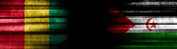 Гвінея Сахарська Арабська Демократична Республіка Прапори Чорному Тлі — стокове фото