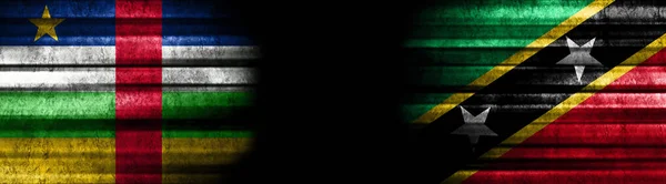 Centraal Afrikaanse Republiek Saint Kitts Nevis Vlaggen Zwarte Achtergrond — Stockfoto
