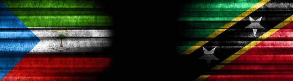 Екваторіальна Гвінея Сент Кітс Невіс Прапори Чорному Тлі — стокове фото
