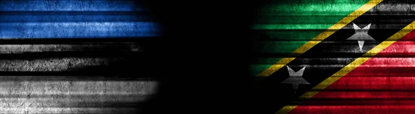 Estonia Saint Kitts Nevis Bandiere Sfondo Nero — Foto Stock