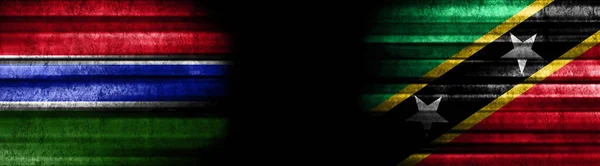 Gambia San Cristóbal Nieves Banderas Sobre Fondo Negro —  Fotos de Stock