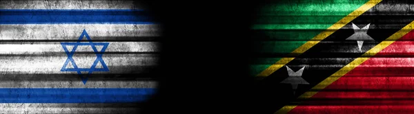 Israel Saint Kitts Nevis Flags Black Background — Stock Photo, Image