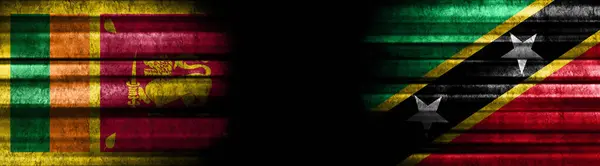 Шрі Ланка Сент Кітс Невіс Прапори Чорному Тлі — стокове фото