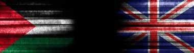 Kara Arkaplanda Filistin ve Birleşik Krallık Bayrakları