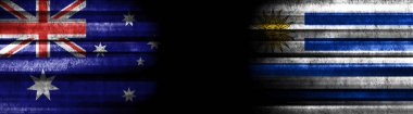 Avustralya ve Uruguay Bayrakları Siyah Arkaplanda