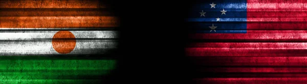 Niger Samoa Zászlók Fekete Háttér — Stock Fotó