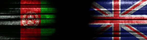 Afghanistan United Kingdom Flags Black Background — Stock Photo, Image