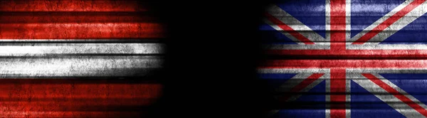 Avusturya Birleşik Krallık Bayrakları Siyah Arkaplanda — Stok fotoğraf