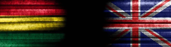 Bolivia United Kingdom Flags Black Background — Stock Photo, Image