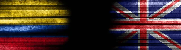 Banderas Colombia Reino Unido Sobre Fondo Negro —  Fotos de Stock