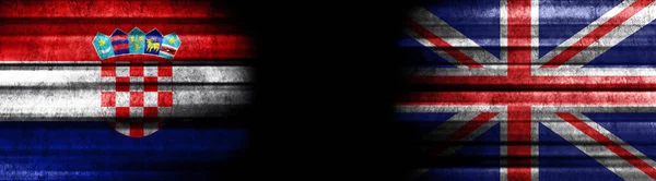 Hırvatistan Birleşik Krallık Bayrakları Siyah Arkaplanda — Stok fotoğraf