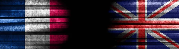 Bandeiras França Reino Unido Sobre Fundo Preto — Fotografia de Stock