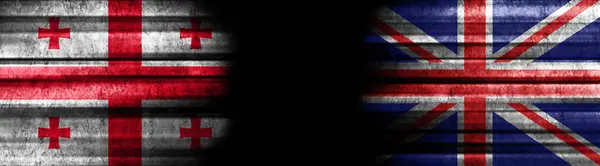 Geórgia Reino Unido Bandeiras Fundo Preto — Fotografia de Stock