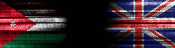 Jordan United Kingdom Flags Black Background — Stock Photo, Image