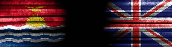 Banderas Kiribati Reino Unido Sobre Fondo Negro — Foto de Stock