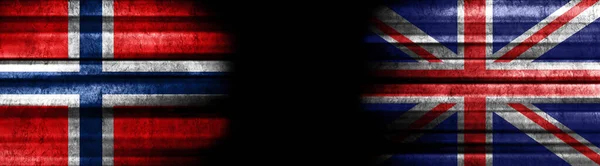 Banderas Noruega Reino Unido Sobre Fondo Negro — Foto de Stock
