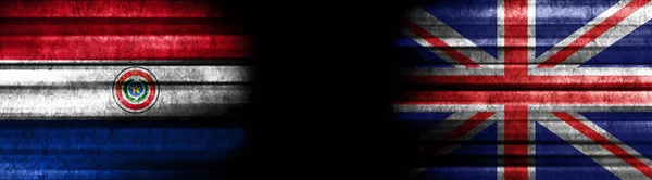 Drapeaux Paraguay Royaume Uni Sur Fond Noir — Photo