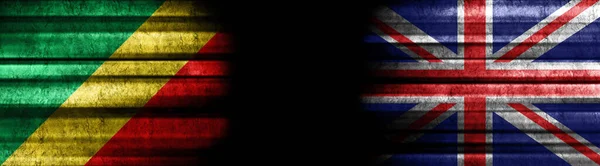 Republic Congo United Kingdom Flags Black Background — Stock Photo, Image