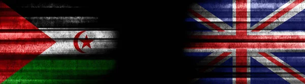 Sahrawi Arab Democratic Republic United Kingdom Flags Black Background — Stock Photo, Image