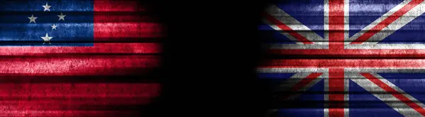 Samoa Och Förenade Kungarikets Flaggstater Svart Bakgrund — Stockfoto