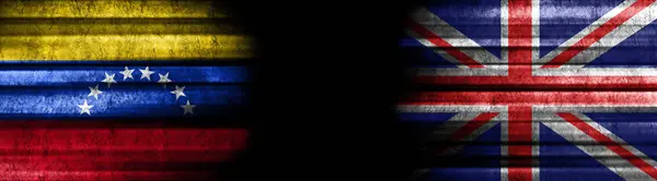 Banderas Venezuela Reino Unido Sobre Fondo Negro —  Fotos de Stock