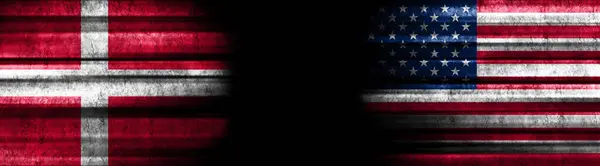 Denmark United States Flags Black Background — Stock Photo, Image