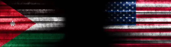 Jordan and United States Flags on Black Background