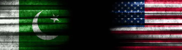 Pakistan and United States Flags on Black Background