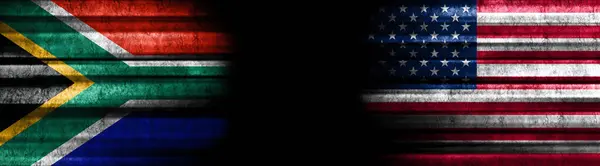 South Africa and United States Flags on Black Background