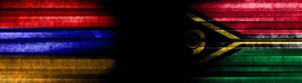 Вірменія Вануату Прапори Чорному Тлі — стокове фото