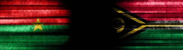 Bandeiras Burkina Faso Vanuatu Fundo Preto — Fotografia de Stock