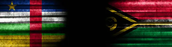 Центральноафриканська Республіка Вануату Прапори Чорному Тлі — стокове фото