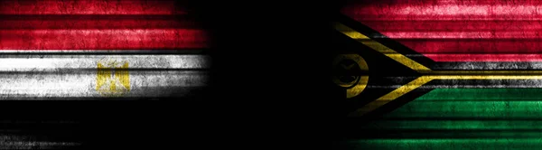 Flagi Egiptu Vanuatu Czarnym Tle — Zdjęcie stockowe