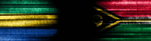 Габон Вануату Прапори Чорному Тлі — стокове фото
