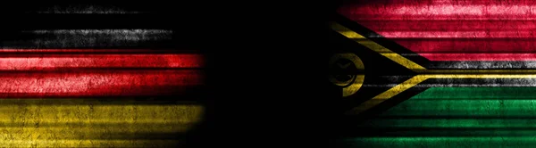 Deutschland Und Vanuatu Flaggen Auf Schwarzem Hintergrund — Stockfoto
