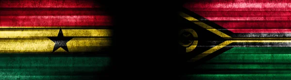 Ghana Vanuatu Flags Black Background — Stock Photo, Image