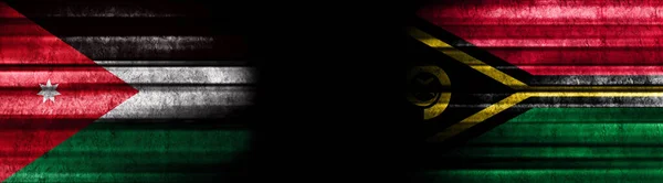 Flaggen Jordaniens Und Vanuatus Auf Schwarzem Hintergrund — Stockfoto