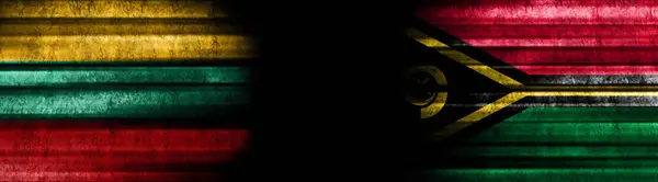 Флаги Литвы Вануату Чёрном Фоне — стоковое фото