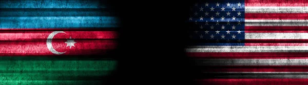 Azerbeidzjan Verenigde Staten Vlaggen Zwarte Achtergrond Rechtenvrije Stockafbeeldingen