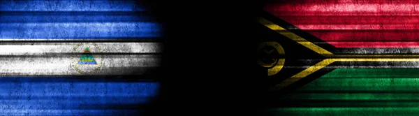 Флаги Никарагуа Вануату Чёрном Фоне — стоковое фото