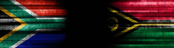 Bandiere Sudafricane Vanuatu Sfondo Nero — Foto Stock