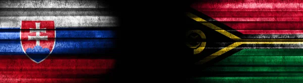 Σημαίες Vanuatu Και Σλοβακία Μαύρο Φόντο — Φωτογραφία Αρχείου