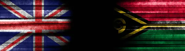United Kingdom Vanuatu Flags Black Background — Stock Photo, Image