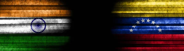 India Venezuela Flags Black Background — Stock Photo, Image