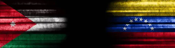 Jordan Venezuela Flags Black Background — Stock Photo, Image