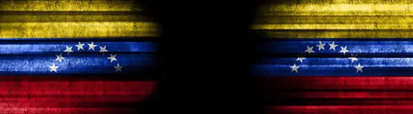 Venezuela and Venezuela Flags on Black Background